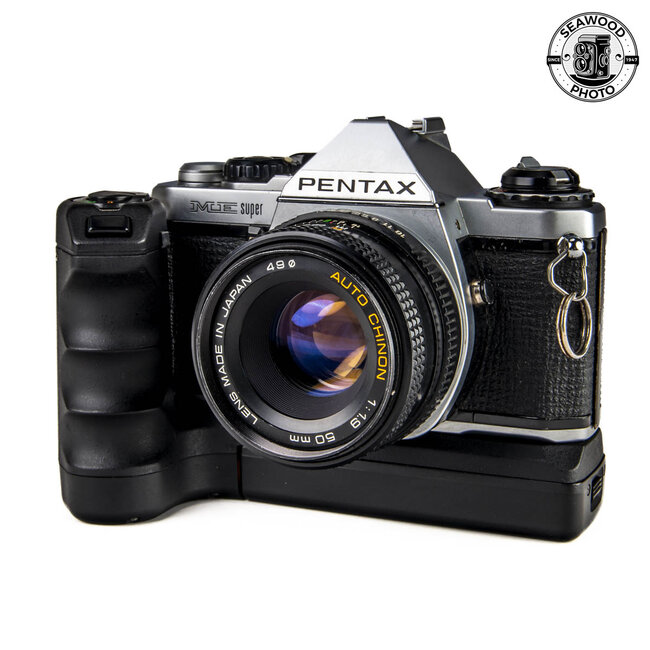 Pentax ME Super w 50mm f 1.9 Auto Chinon w Winder GOOD