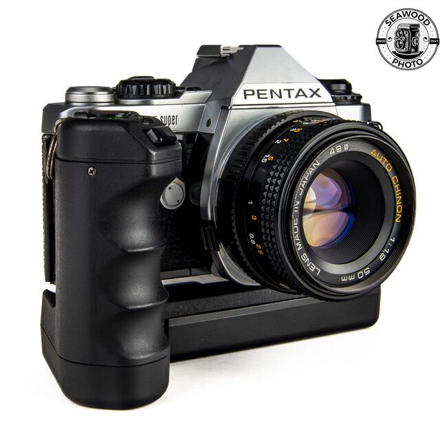 Pentax ME Super w 50mm f 1.9 Auto Chinon w Winder GOOD