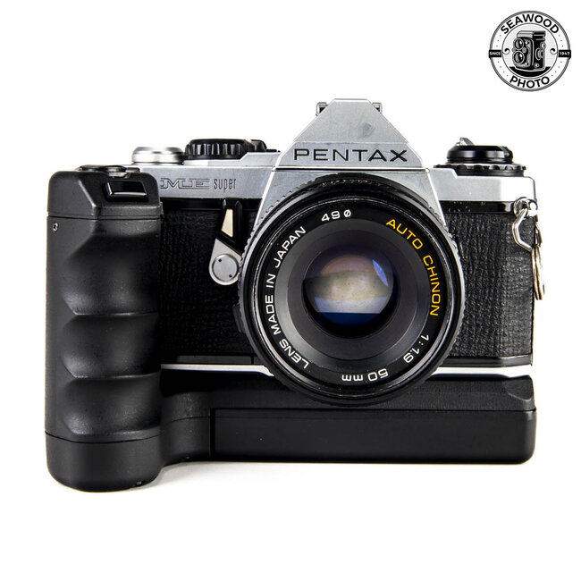 Pentax ME Super w 50mm f 1.9 Auto Chinon w Winder GOOD