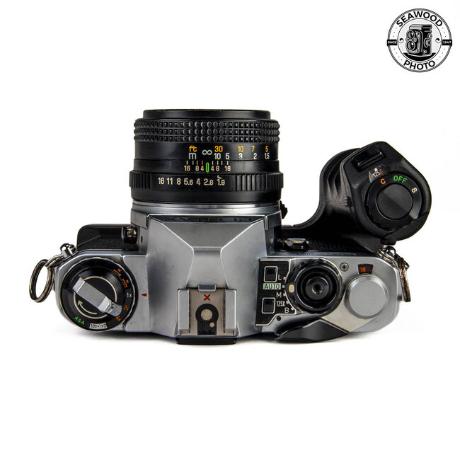 Pentax ME Super w 50mm f 1.9 Auto Chinon w Winder GOOD