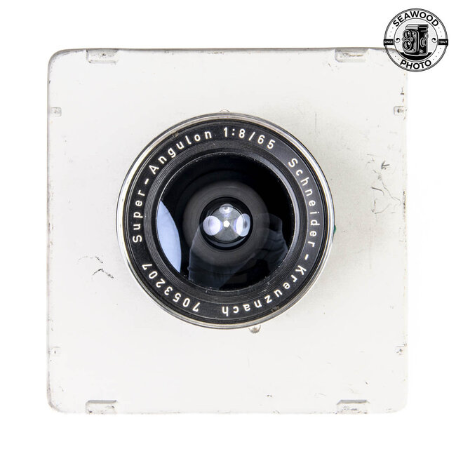 Schneider Super Angulon 65mm f/8 for 4 x 5 w/ Lens Board GOOD+