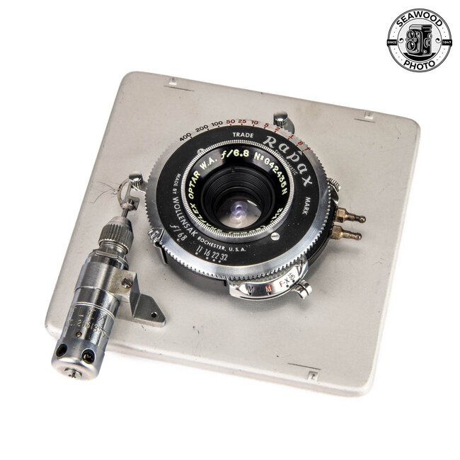 Graflex 90mm f./6.8 Optar W.A. Lens in Rapax Shutter GOOD+