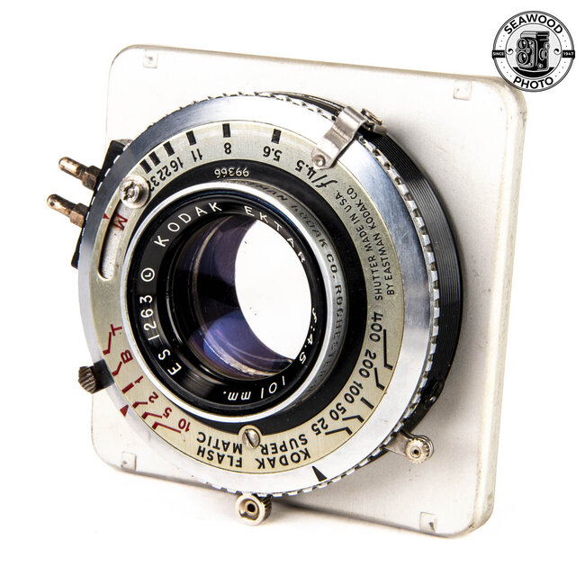 Kodak 101mm f/4.5 Ektar Lens in Supermatic Shutter GOOD+