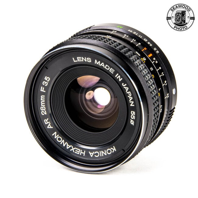 Konica Hexanon AR 28mm f/3.5 w/Case EXCELLENT