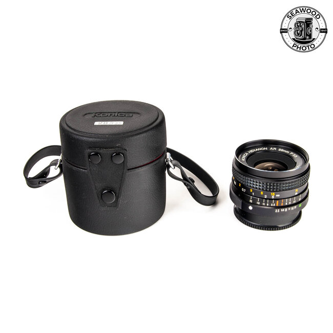 Konica Hexanon AR 28mm f/3.5 w/Case EXCELLENT