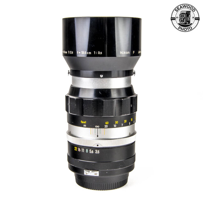 Nikon 13.5cm (135mm) f/3.5 Nikkor-Q Early w/ 9 Blade Iris  GOOD
