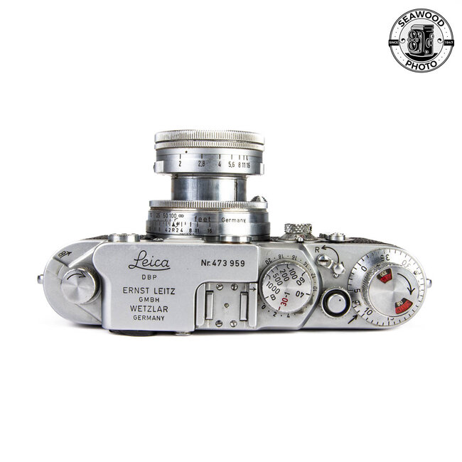 Leica IIIc Shark Skin (1949) w/50mm f/2 Summicron Collapsible Thorium Lens GOOD+