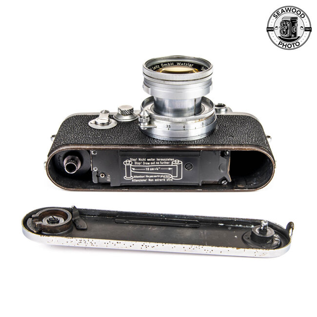 Leica IIIc Shark Skin (1949) w/50mm f/2 Summicron Collapsible Thorium Lens GOOD+