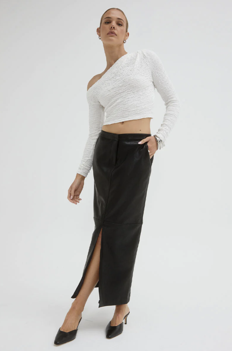 sovere Ascend Faux Leather Maxi Skirt