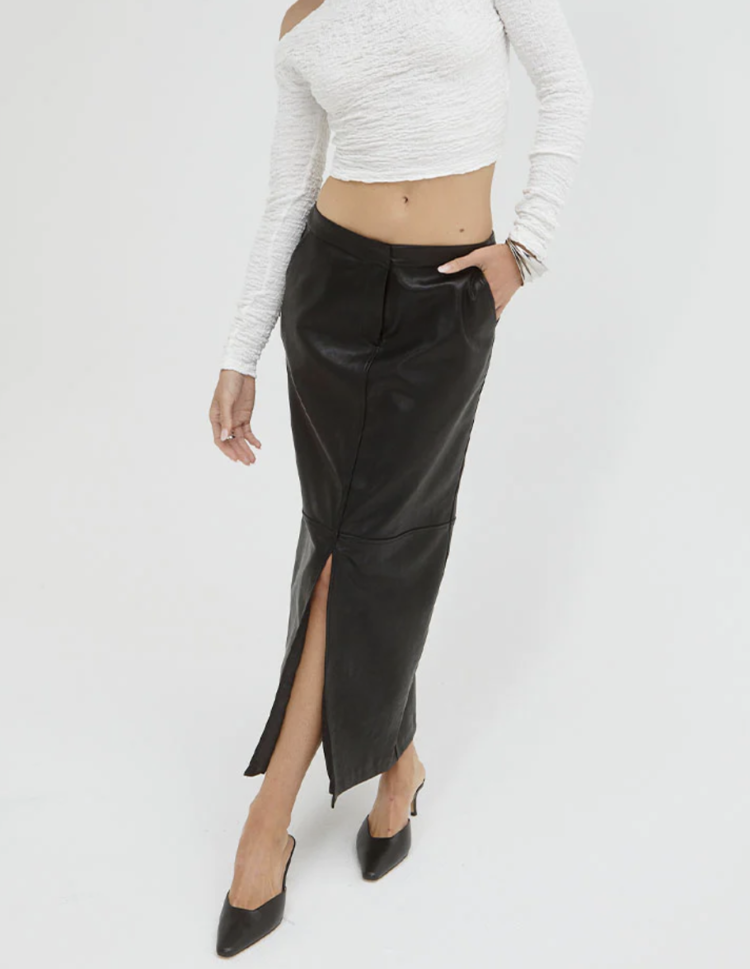 sovere Ascend Faux Leather Maxi Skirt