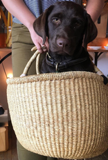 Bolga Baskets Natural Grass Bolga Shopper Basket with Handle - 15" x 18"