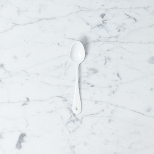 White Enamel Tea Spoon 5.5"