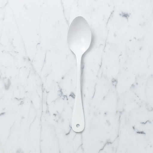 White Enamel Dessert Spoon 7.5"
