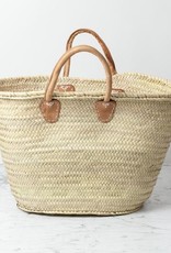 Single Handle Rolled-Leather Market Basket - 22 x 13"