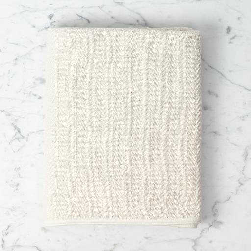 Herringbone Cotton Bath Towel - Large - Cream