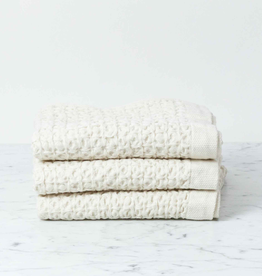 Japanese Lattice Waffle Hand Towel - Cotton + Linen - Ivory  33.5 x 15in