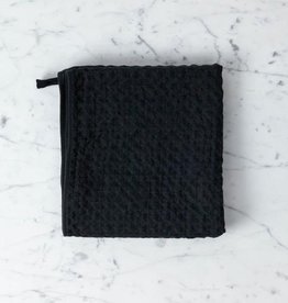 Japanese Cotton + Linen Lattice Waffle Towel -Charcoal Black - Hand