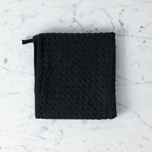 Japanese Cotton + Linen Lattice Waffle Towel -Charcoal Black - Hand