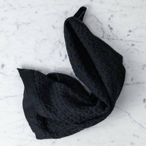 Japanese Cotton + Linen Lattice Waffle Towel -Charcoal Black - Hand