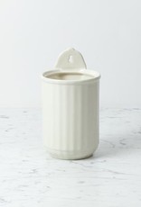 Fluted Wall Mounted Stoneware Vase or Utensil Holder - Cream - 5 x 6 3/4"
