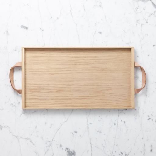 Danish Norr Tray with Leather Handles - Large - Oak - 18" x 10