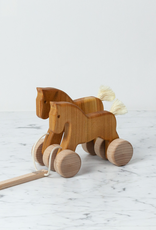 Wooden Pull Along Galloping Horses - Natural