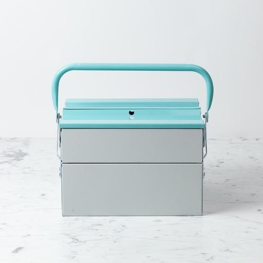Compact Italian Tool Box - Light Grey and Mint Green