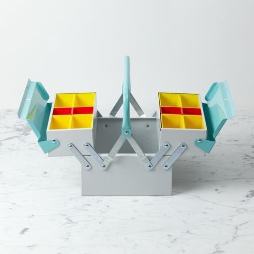 Compact Italian Tool Box - Light Grey and Mint Green