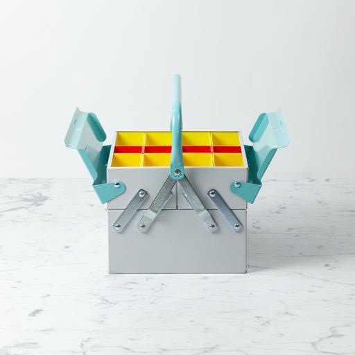 Compact Italian Tool Box - Light Grey and Mint Green