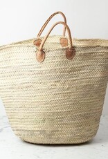Rolled Leather Handle Palm Laundry or Oversized Market Basket