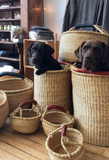 Tall Grass Hamper Basket with Leather Handle - Small - 17" x 14"