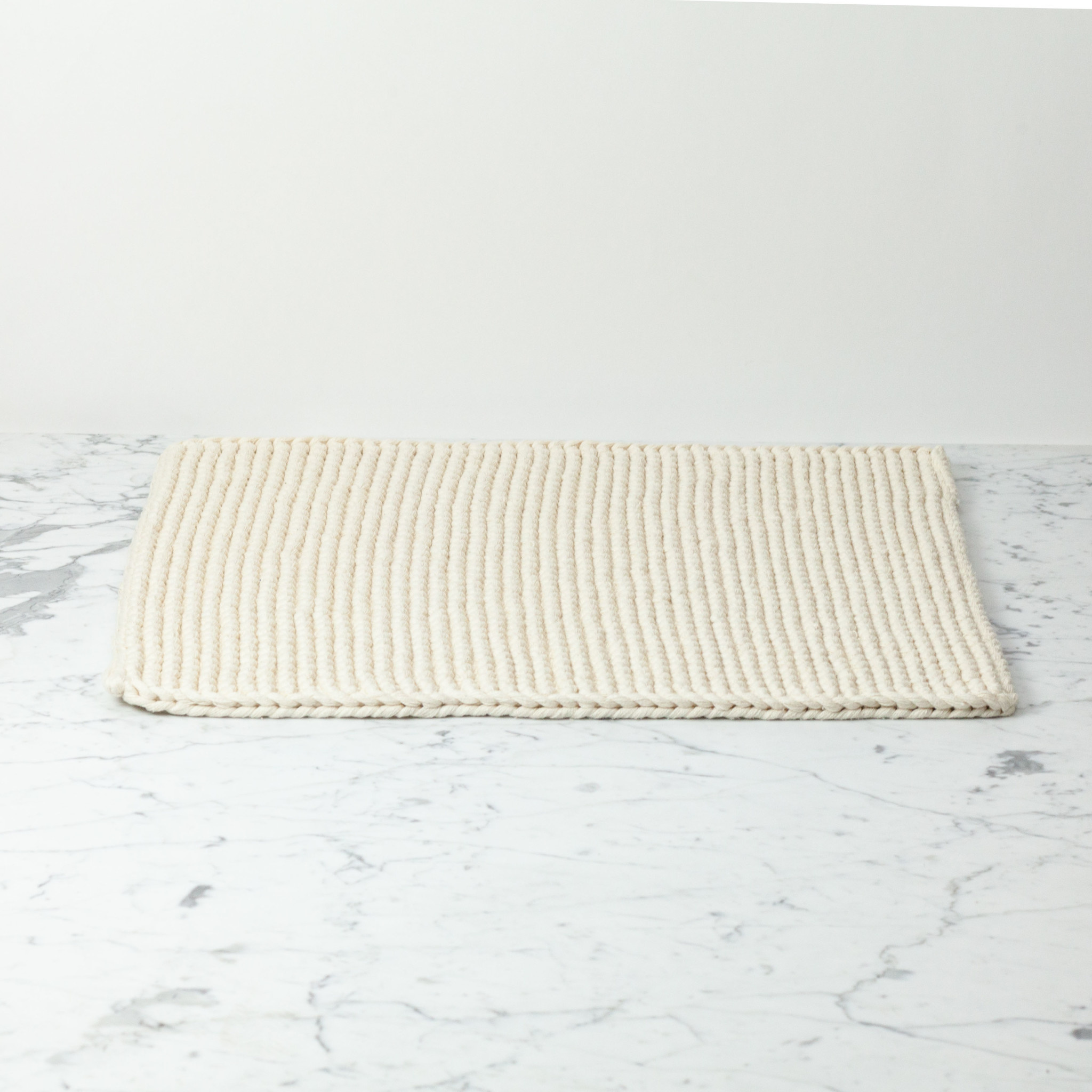 German Hand Knit Ivory Cotton Bath Mat -18 x 24"
