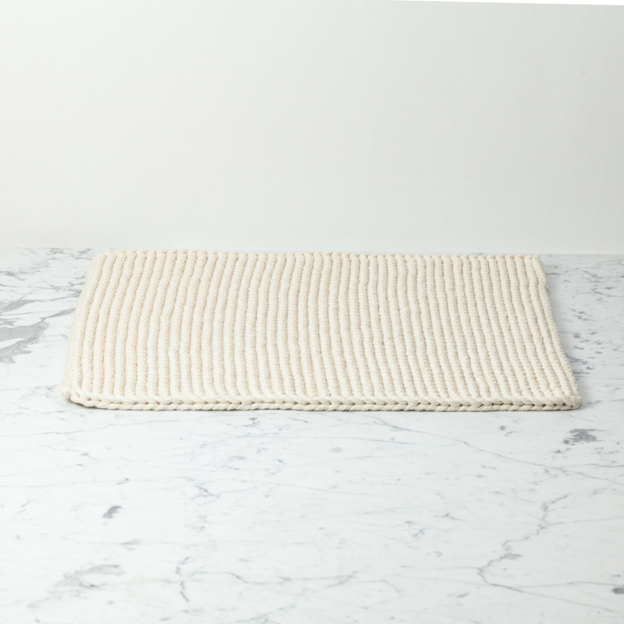 Hand Knit Cotton Bath Mat - White - 18 x 24"