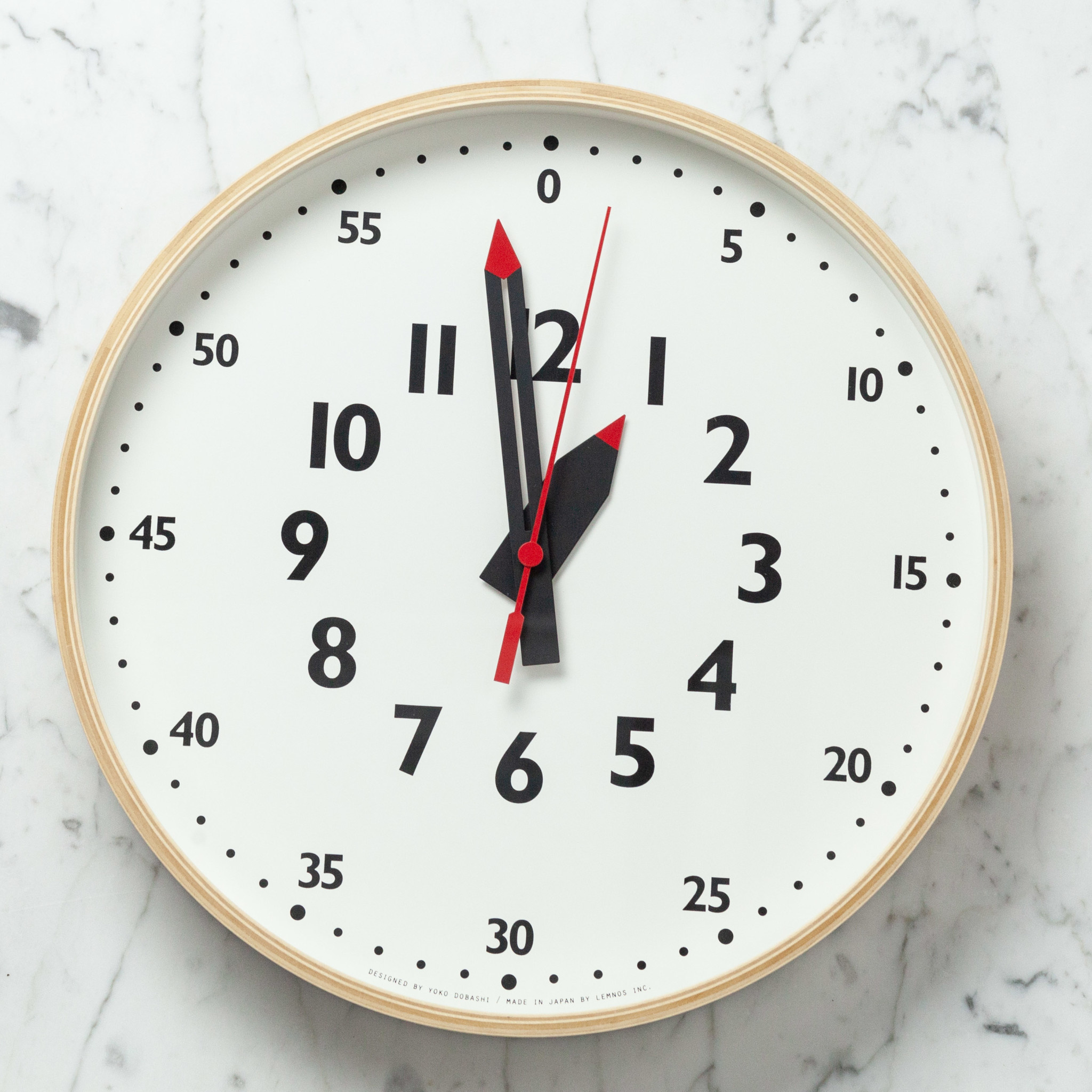 Lemnos Clocks Fun Pun Wall Clock with Second Hand - White -12in