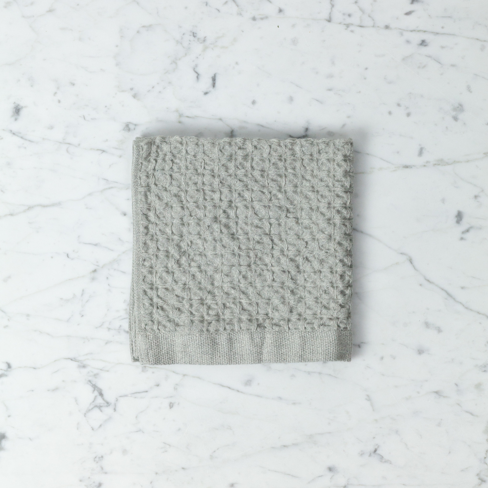Japanese Linen Cotton Lattice Waffle Towels - Ice Grey Washcloth