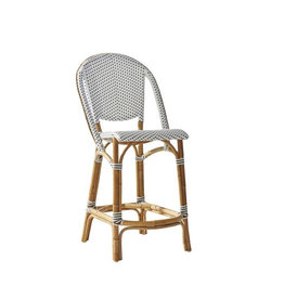 Sika-Design Sofie Rattan Bar Stool with Back - White with Cappuccino Dots
