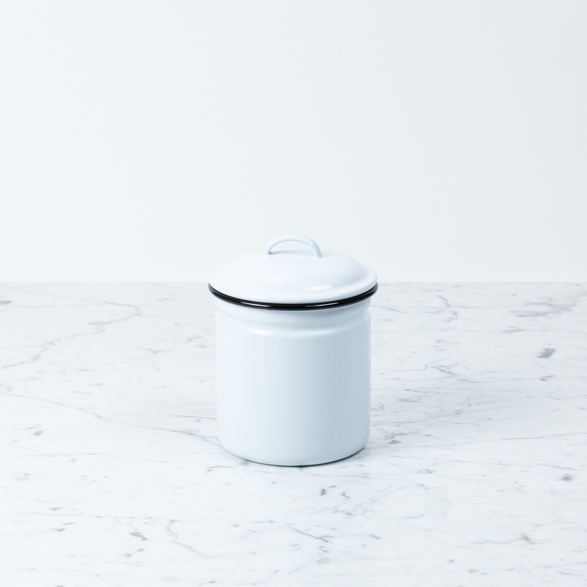 Black + White Enamel Storage Canister - 7"