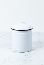 Black + White Enamel Storage Canister - 8"