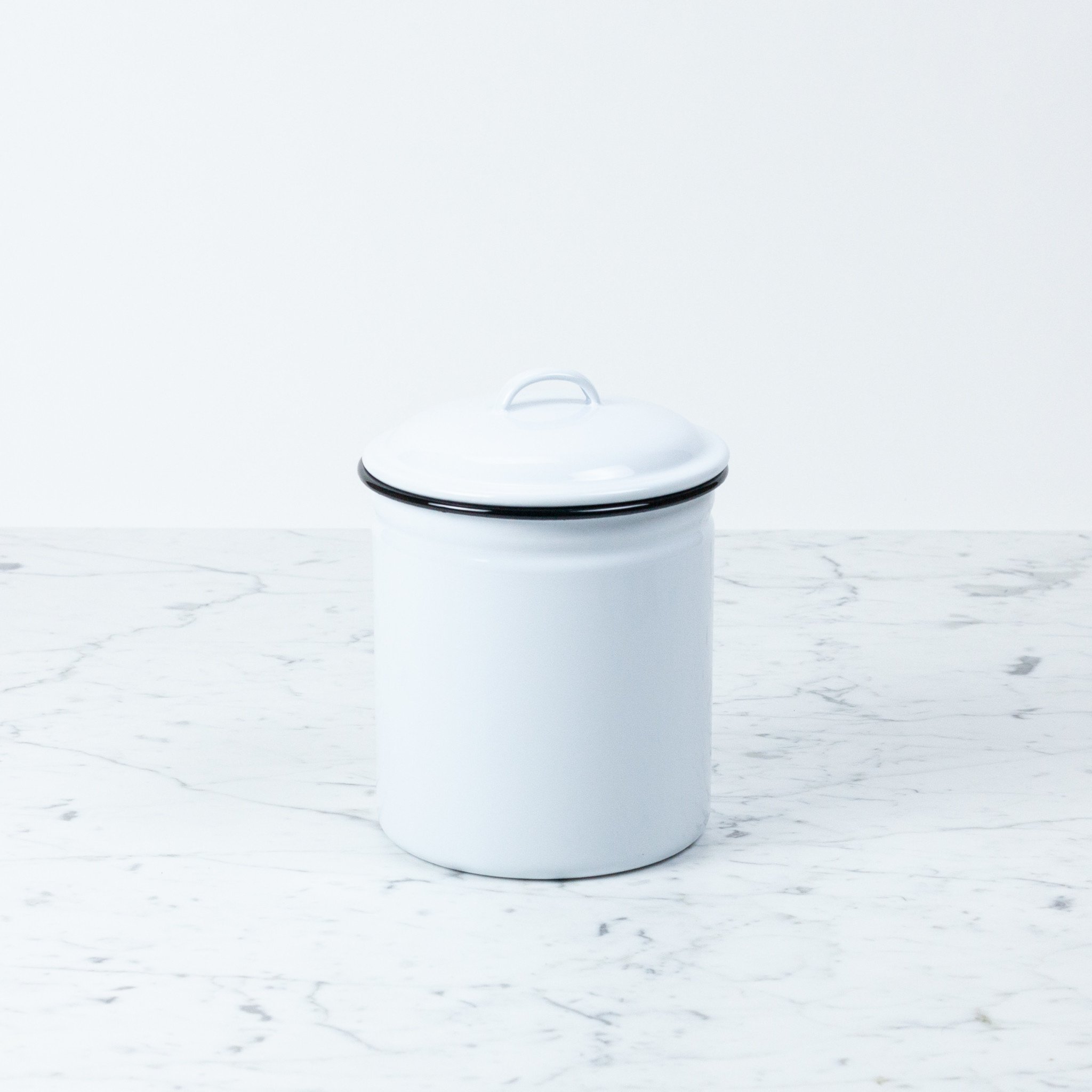 Black + White Enamel Storage Canister - 8"