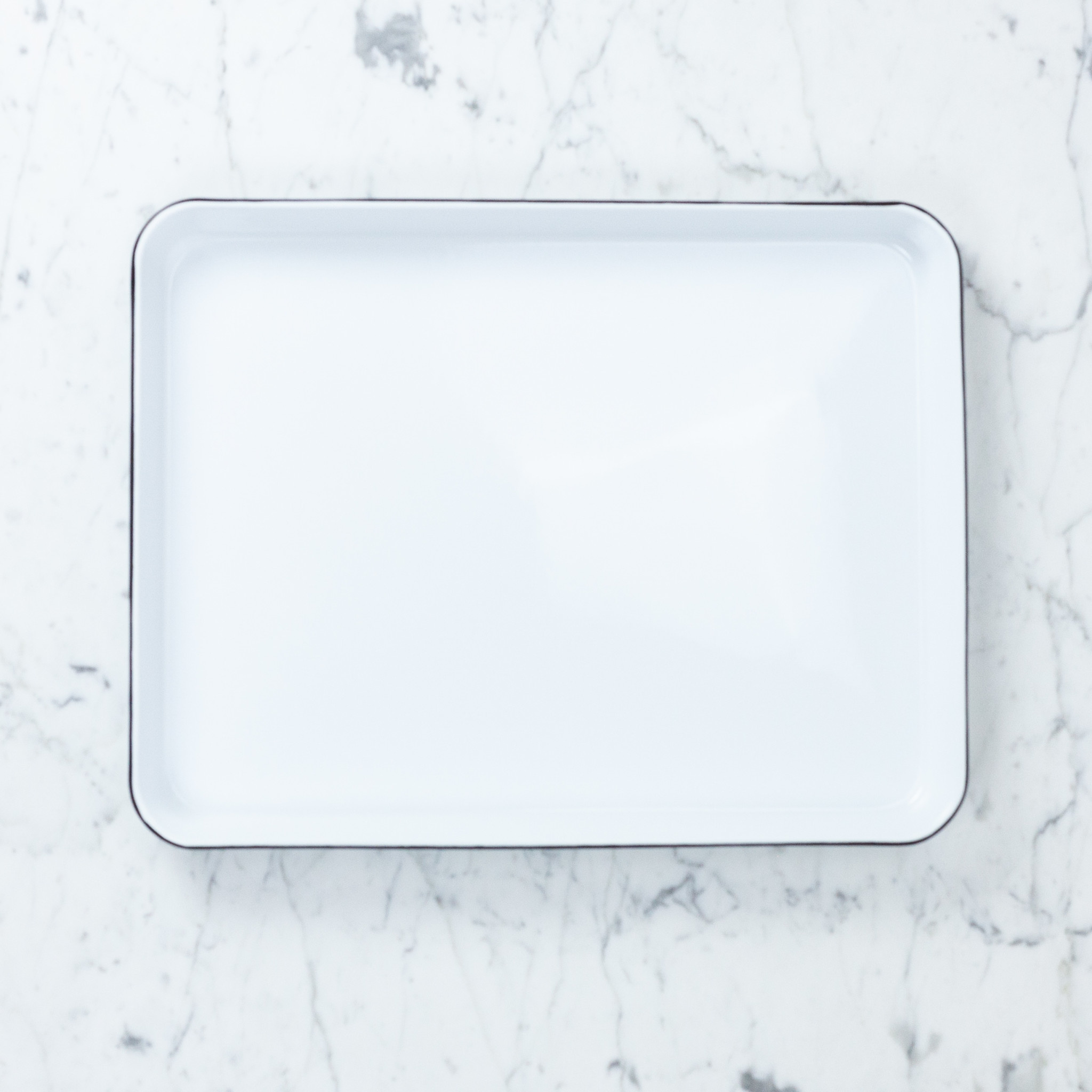 Black + White Enamel Rectangular Serving Tray 16 x 12.25"