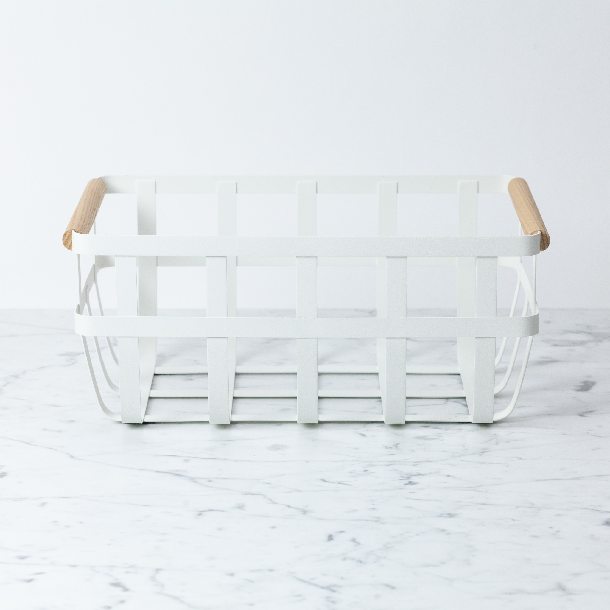 Yamazaki Home Tosca Textured Metal Storage Basket With Wood