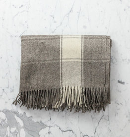 Rustic Wool Blanket - Grey with Wide Cream Stripe 43x86in