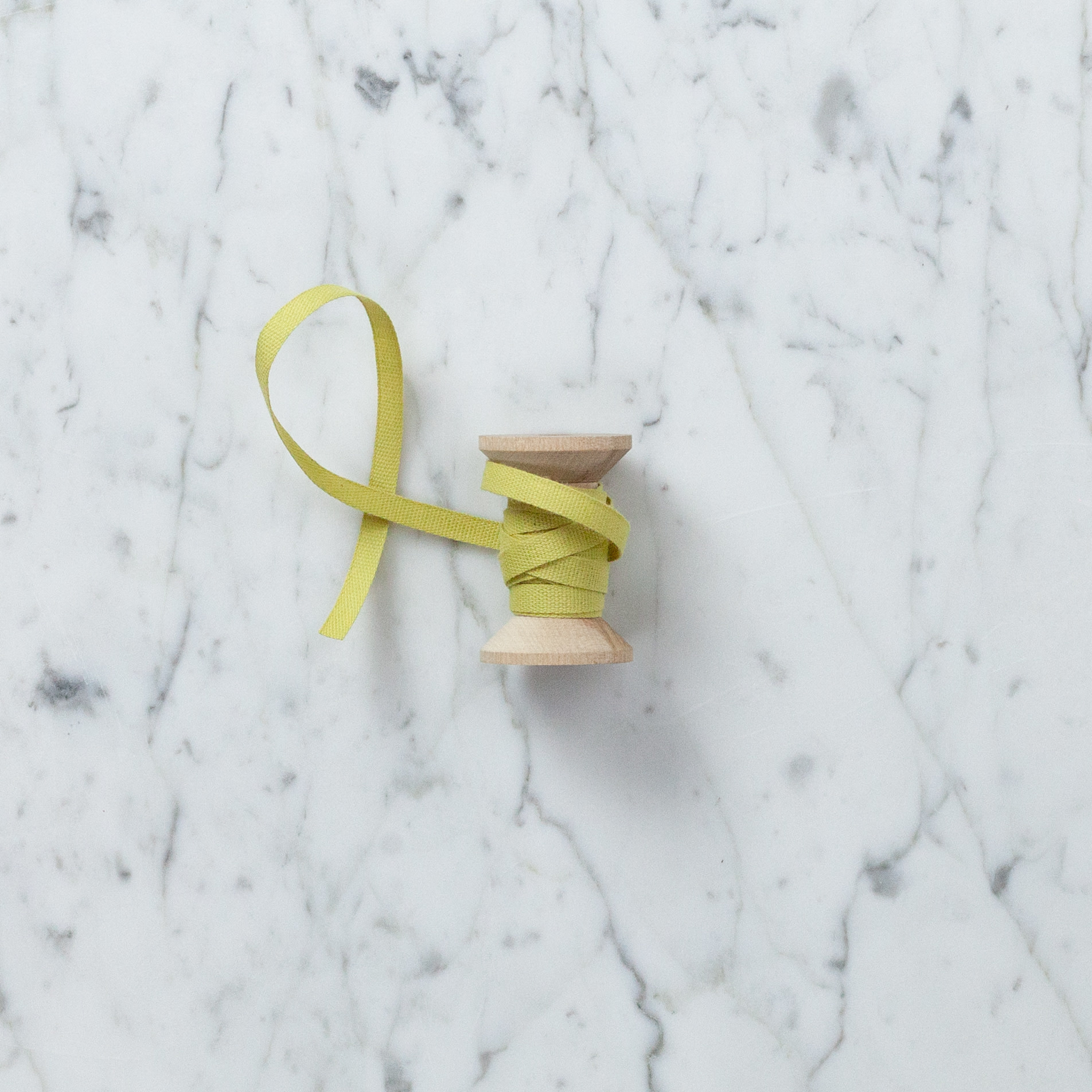 Italian Cotton Ribbon - Chartreuse - 1/4 in WIdth - Sold Per Yard