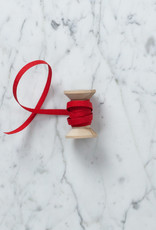Italian Cotton Ribbon - Red - 1/4 in Width - Sold Per Yard