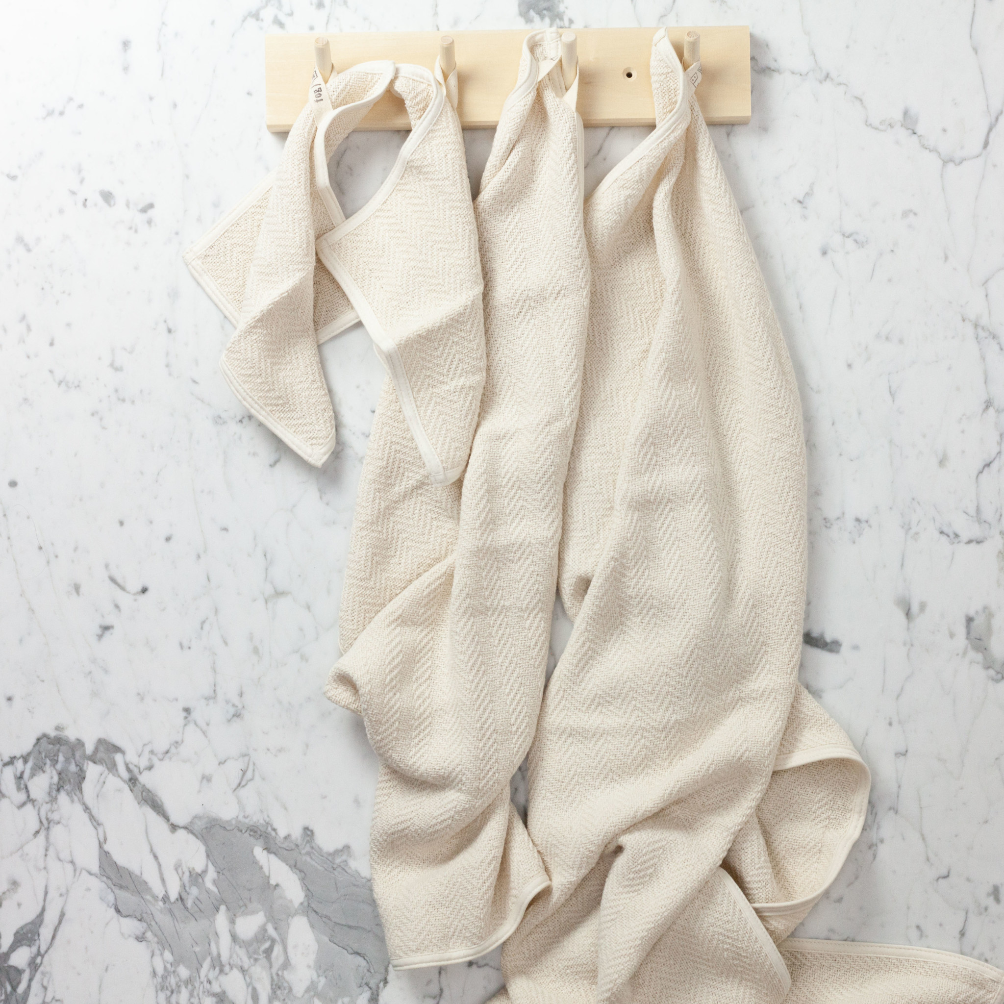 Herringbone Cotton Washcloth - Cream