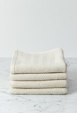 Ivory Herringbone Cotton Towel - Hand- 13.5x19"