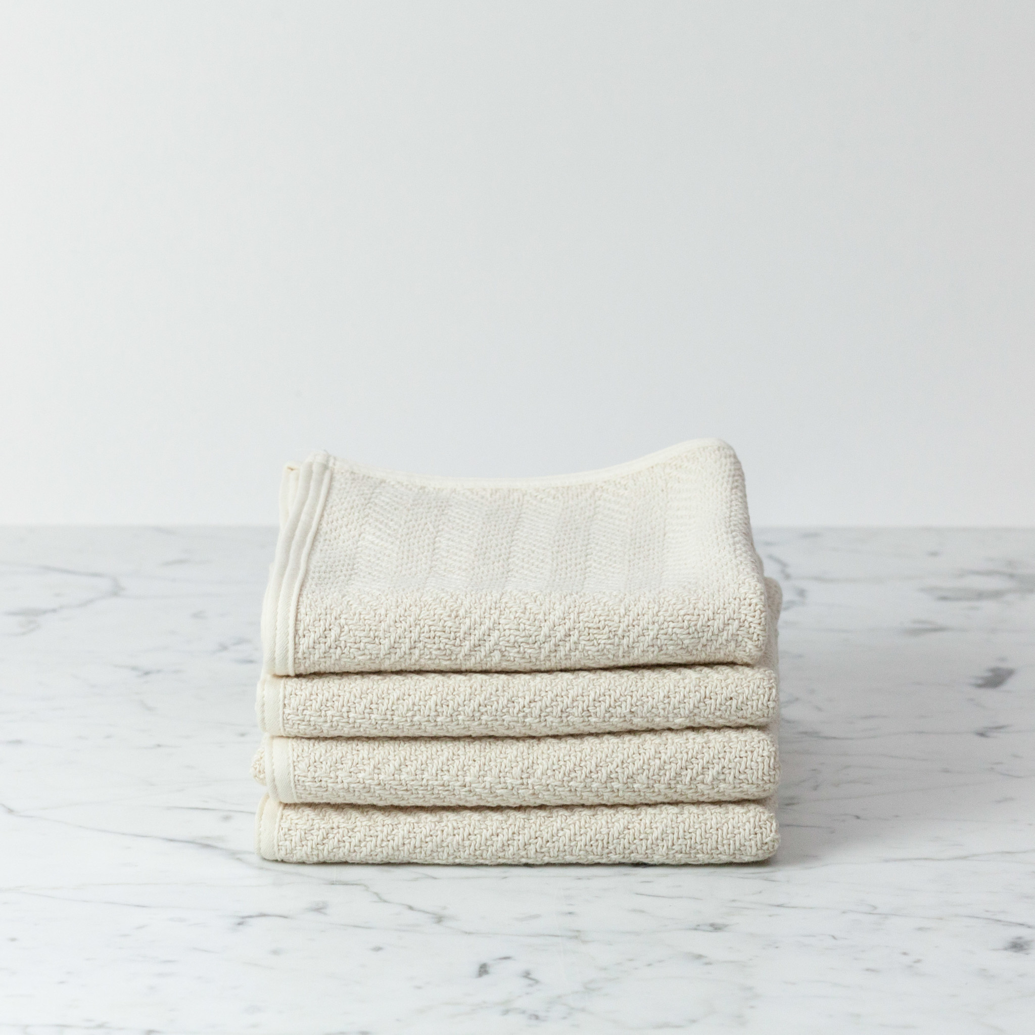 Ivory Herringbone Cotton Towel - Hand- 13.5x19"