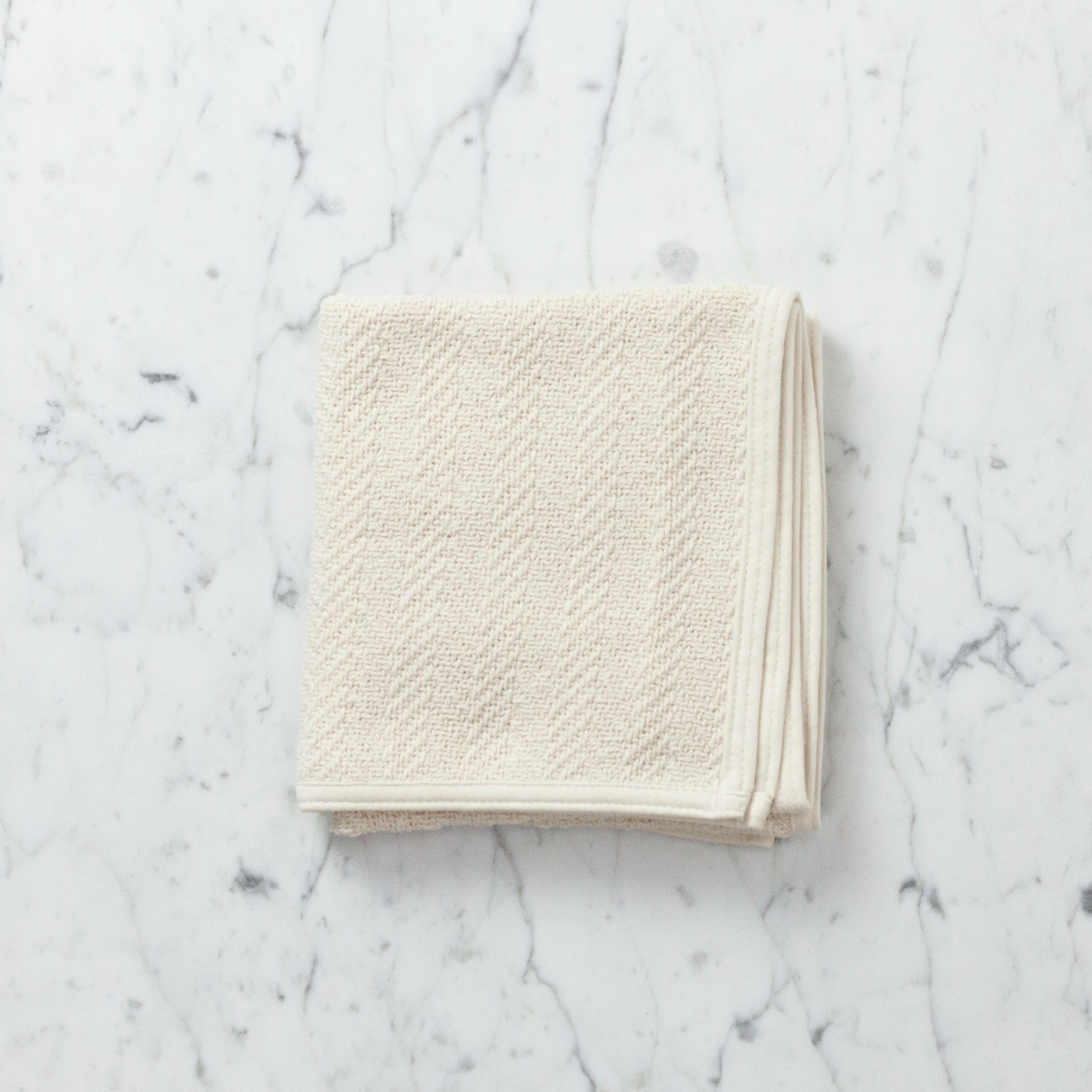 Ivory Herringbone Cotton Towel - Hand- 13.5x19"