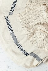 Lithuanian Senovinis Cream Knit Cotton Blanket - 51x80in