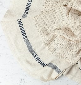 Lithuanian Senovinis Cream Knit Cotton Blanket - 51x80in